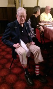 Chuck Beard with Door Prize Socks Won at Installation Dinner June 2016